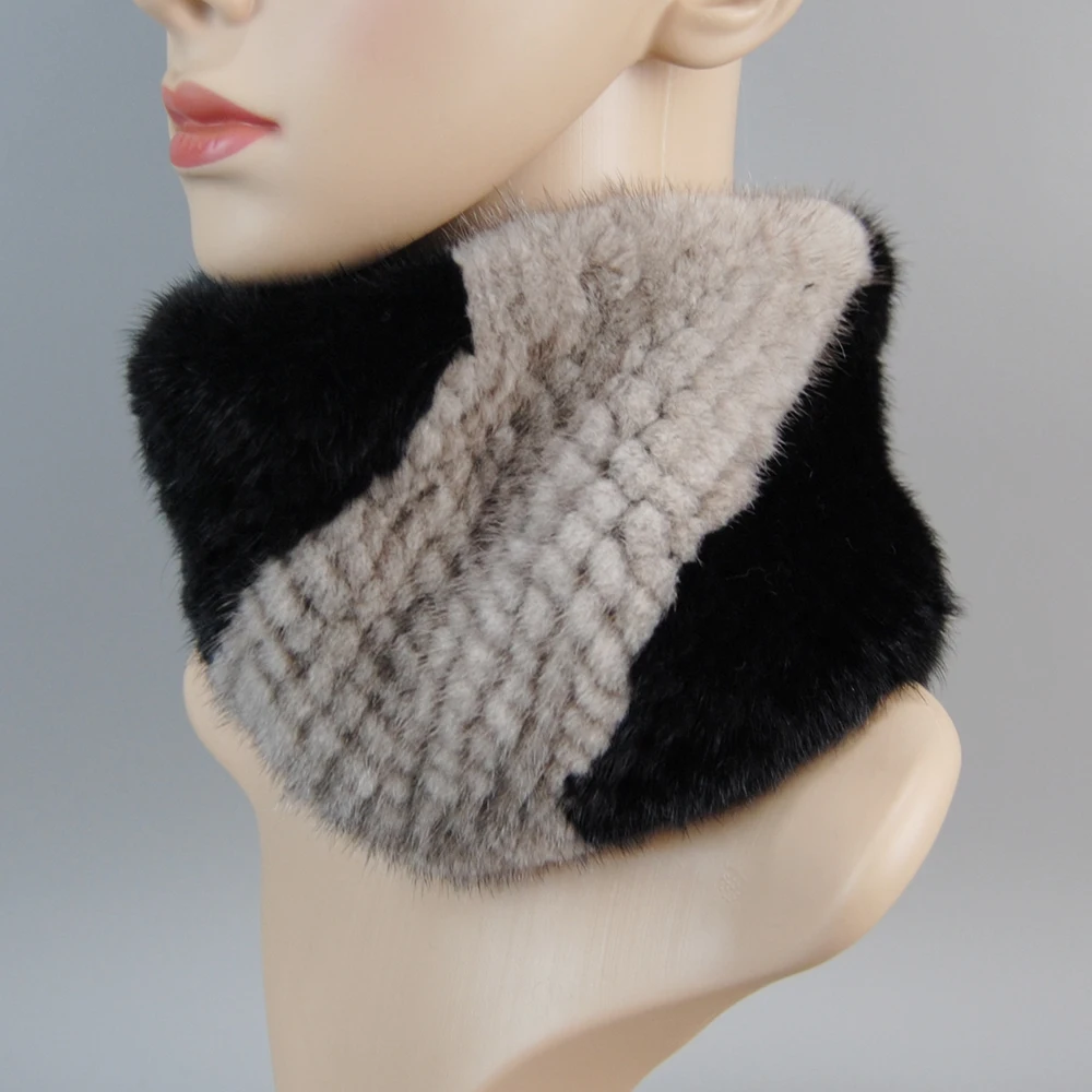 Hot Sale Knitted Warmer Natural Real Mink Fur Scarves Lady Genuine Fur Ring Bandana Fashion Girl Good Elastic Mink Fur HeadBands