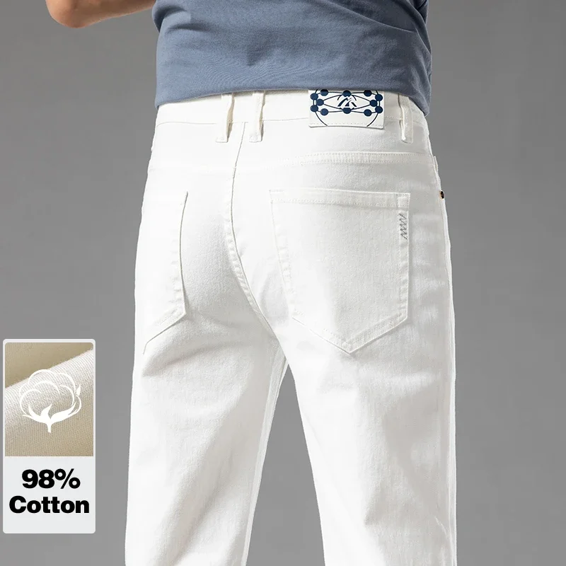 2026 New In Summer Men's Business Casual Straight Jeans 98% Cotton Soft Stretch Fabric Baggy Denim Pants Male Brand Trousers