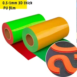 1Meter A sheet 1mm Thickness Plate 3D PU Flex Heat thermal Transfer Iron-On Film for Bag & Clothing Black Letter Film
