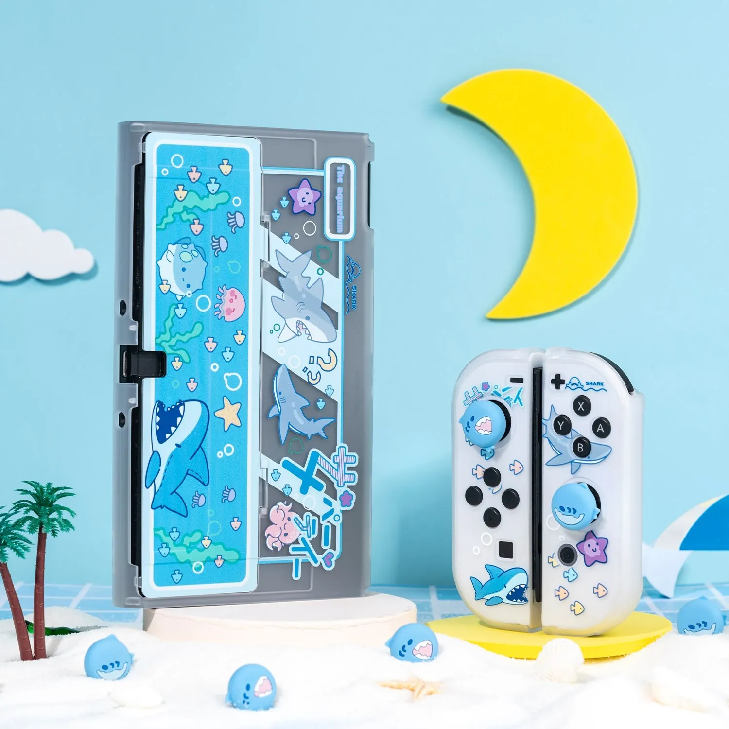 GeekShare tapas de palanca de pulgar Shark Party Joy-con tapas de agarre de pulgar para Nintendo Switch controlador cubierta NS OLED Joystick cubierta