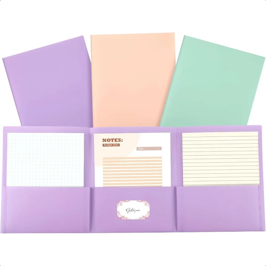 

3 Pcs Tri Fold Folders with 3 Pockets 8.5 x 11 Inch Letter Size Plastic Tri Fold 3 Pocket Folders for School Office College Hom