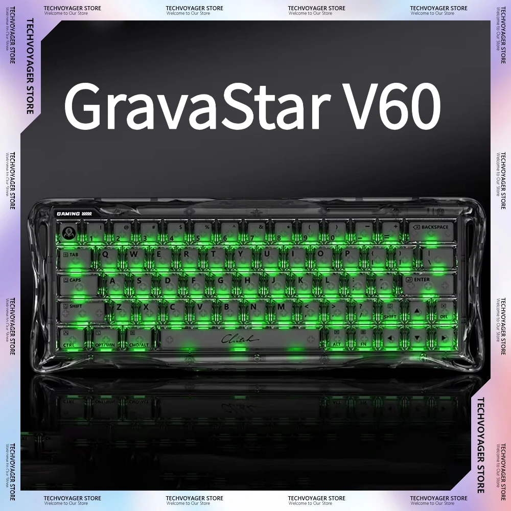 GravaStar V60 Magnetic Switch Mechanical Keyboard Low Delay Ergonomics Custom Wired Gaming Keyboard PC E-Sport Accessories Gifts