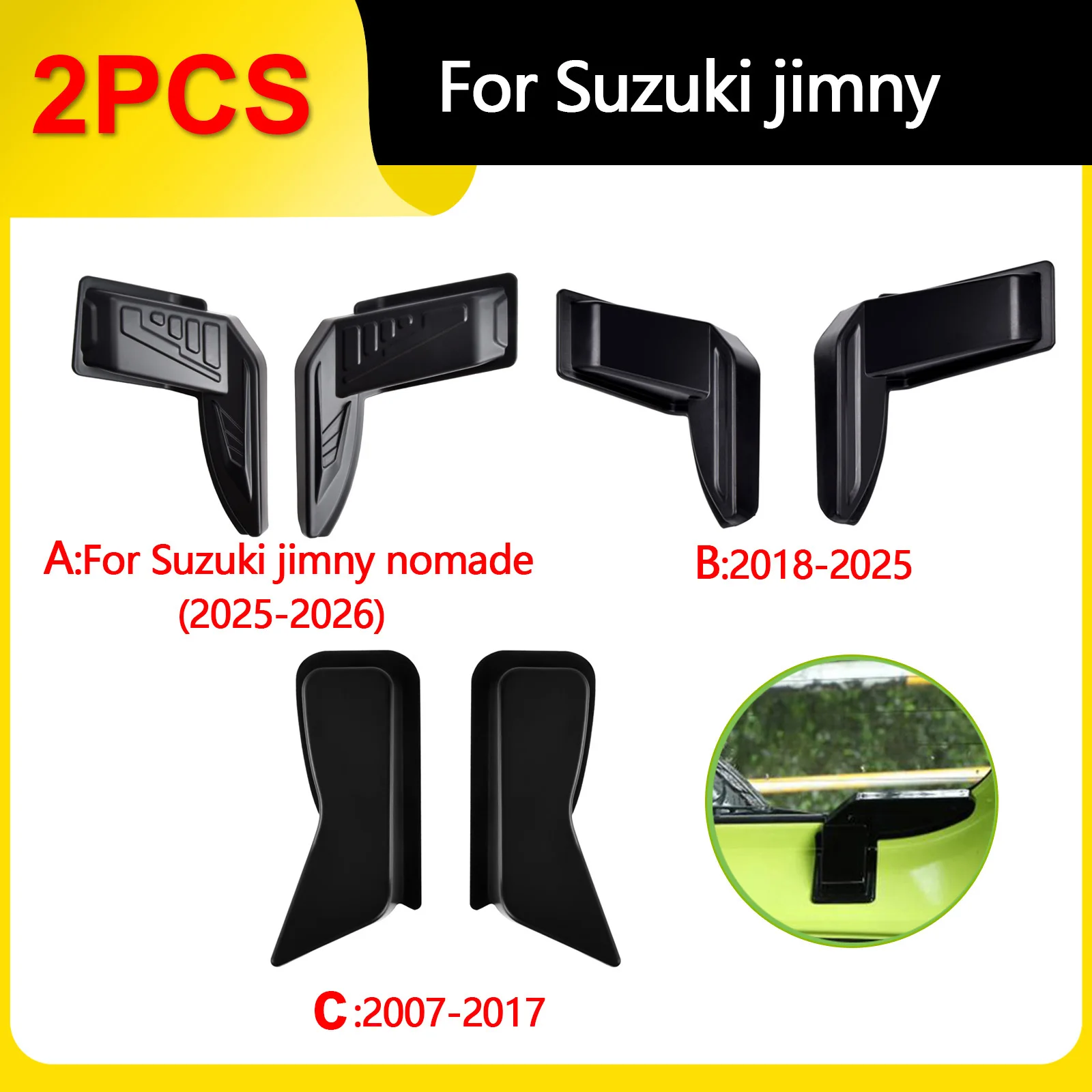 2PCS ABS Rear Windshield Heating Wire Demister Guard For Suzuki Jimny JB23 JB43 JB64 JB74 Sierra Nomade 07-17 19-20 25-26 Trim
