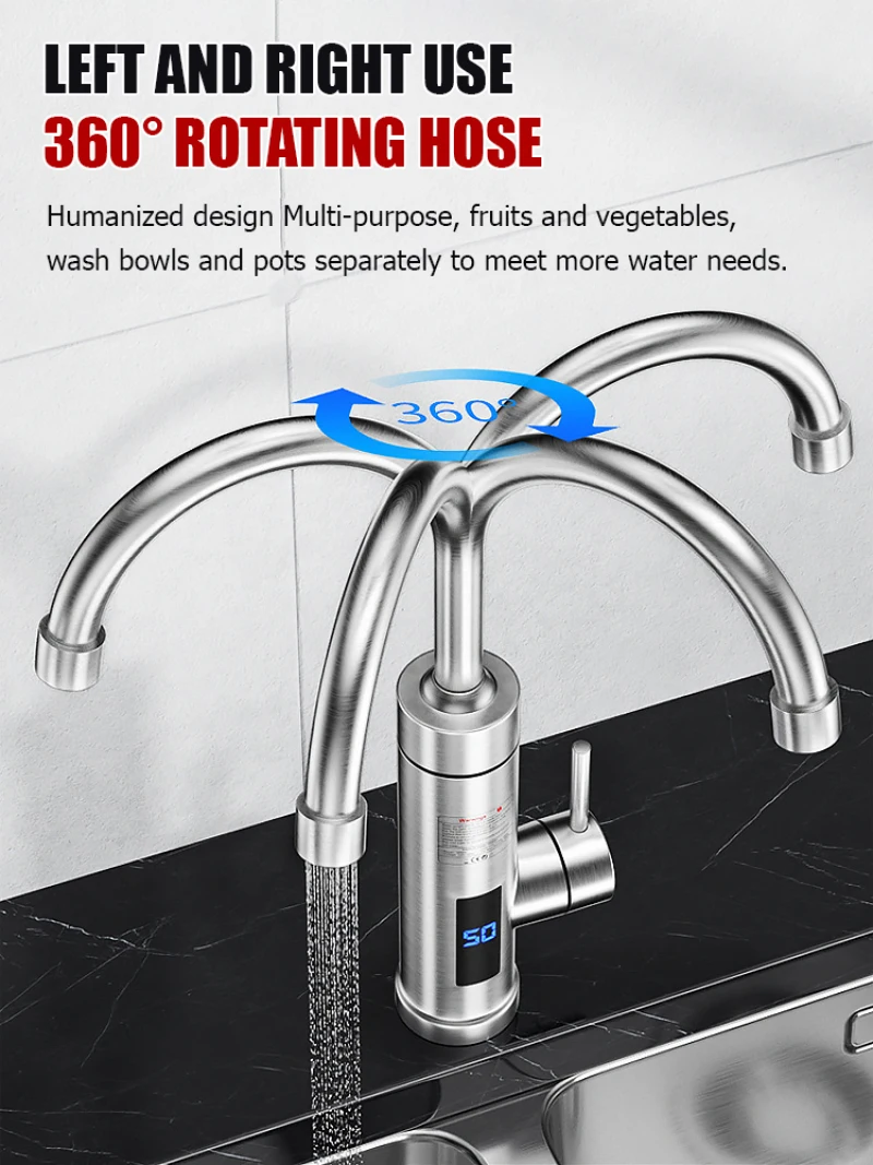 Bathroom Electric Faucet Fast Heating Kitchen Bathroom Shower Tap Water Heater view 5