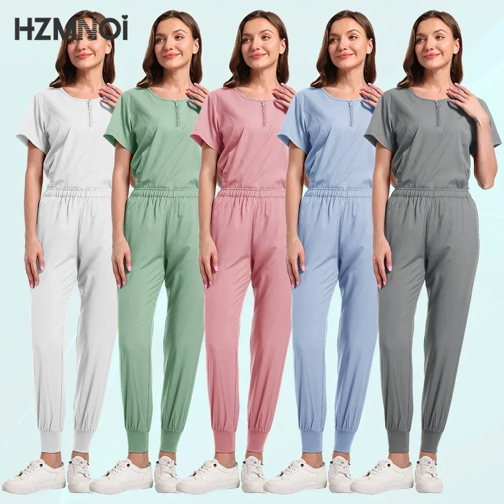 Multicolour Nursing Scrubs Uniforms Sets Classic V-neck Short Sleeved Top+pants Suits Dental Clinic Pet Store Pharmacy Work Wear