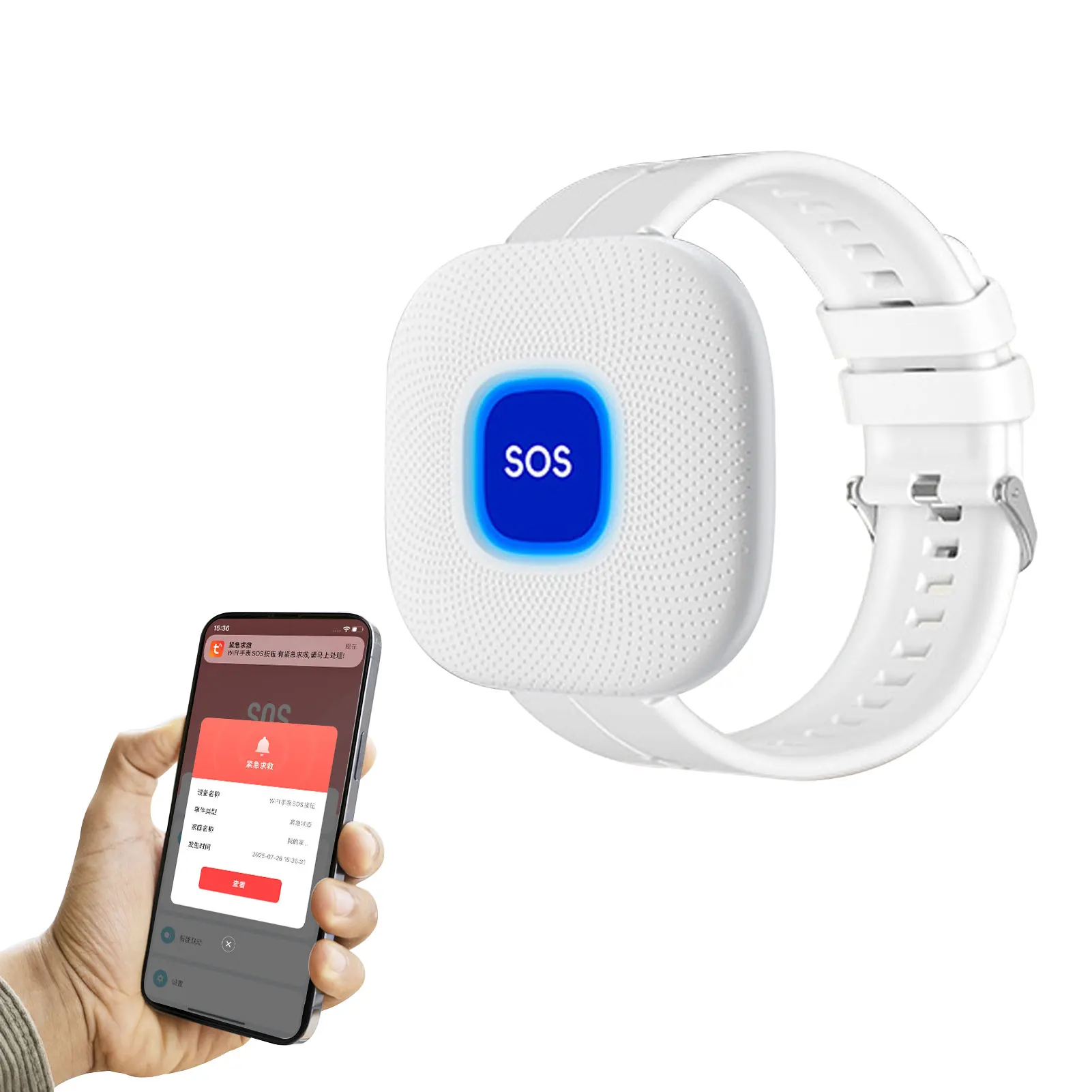 Wireless Pager Call Button WiFi Emergency Alert Bracelet Smart Caregiver Pager for Elderly Kids Hospital Nursing Home with 100ft