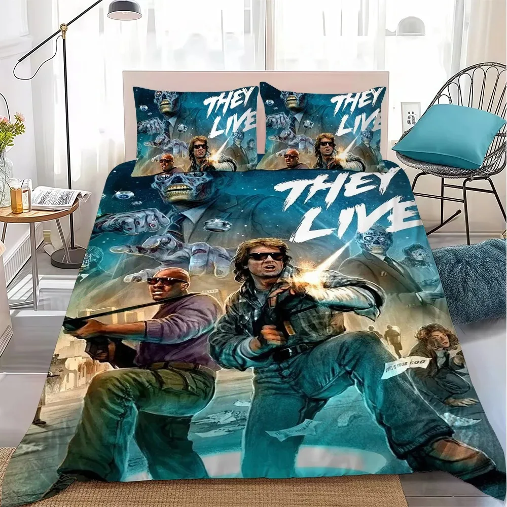 クラシックなthey-l-live布団カバーと枕カバー、ホーム寝具セット、ティーンと大人の寝室の装飾、男の子と女の子へのギフト