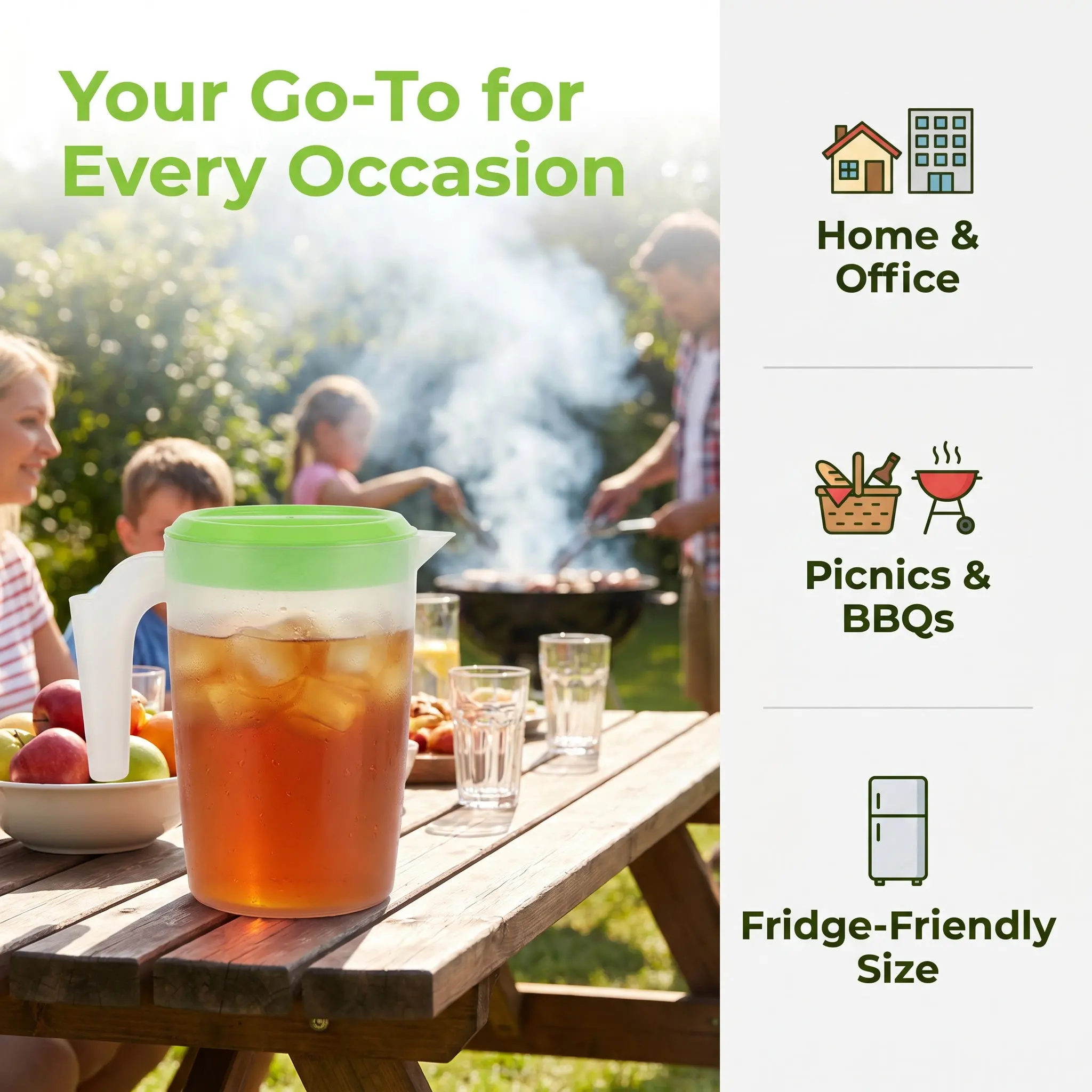 Reusable Plastic Cold Water Jug Large Capacity Pitcher for Juice Beverage Milk Ice Tea Refrigerator Plastic Pitcher