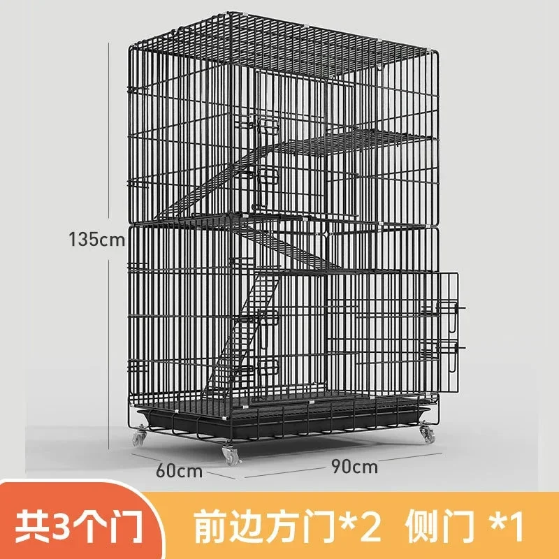 Factory Direct Sale Large Mobile Cat Cage with Litter Box Cat House Cat Condo 2 3 4 Tier Multi-level Cat Villa for Indoor Cats
