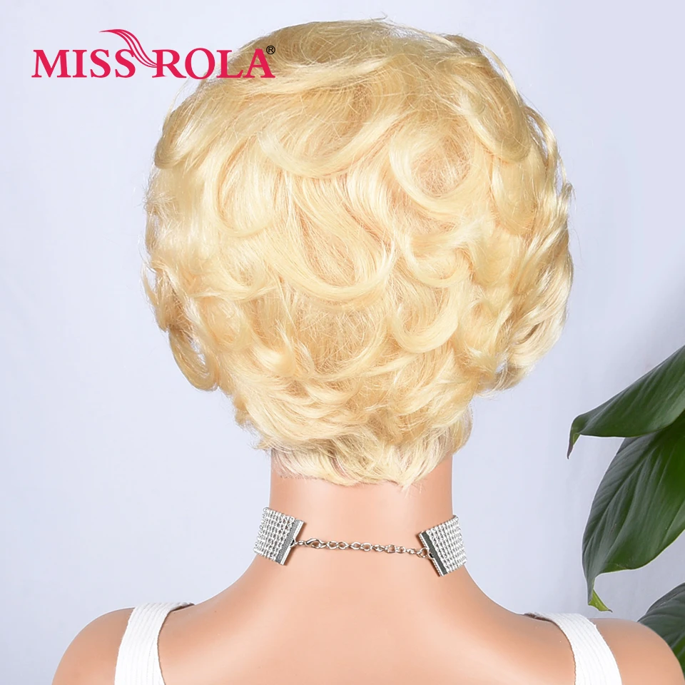 Miss Rola Pixie Cut 13*4 Short Wigs Lace Front Human Hair Ocean Wave Wigs Remy Curly Wigs Pre Plucked 180% Density