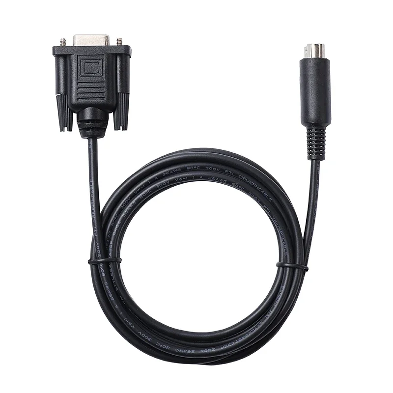 Mitsubishi Q Series PLC Programming Cable D-sub DB9 Female RS232 Serial to Mini Din 6-pin Cable Compatible with QC30R2