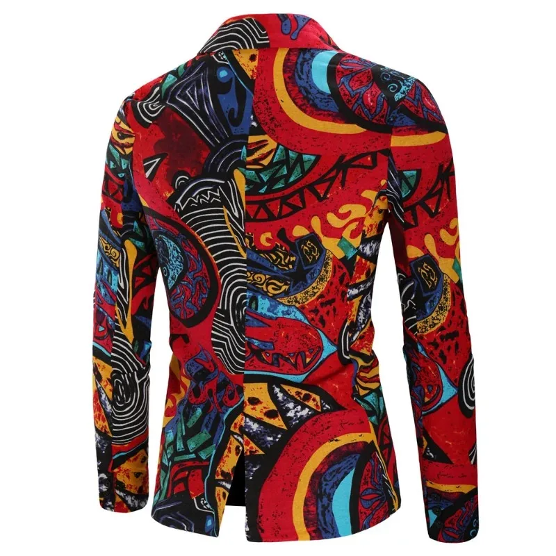 Plus Size XXL 3XL Fashion Men Slim Fit Casual Blazers Printing Suits Coat Man Clothes