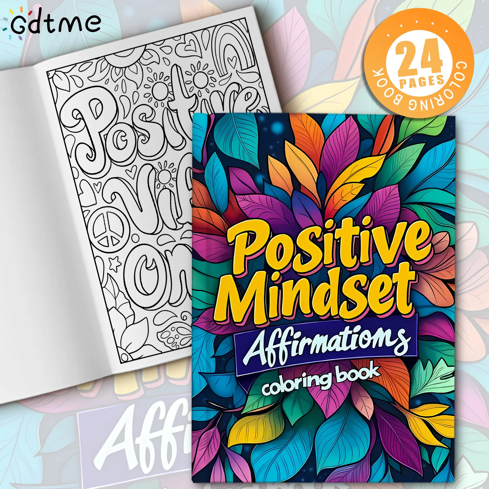 Positive Mindset Affirmatiomg Coloring Book 24Page for Children Adult Picture Books Graffiti Drawing Kill Time Relieve Stress