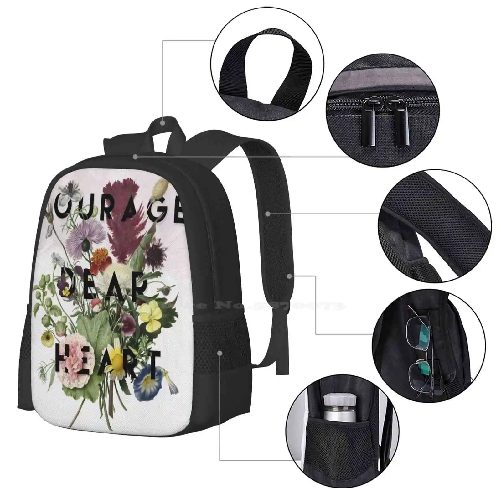 Mochila con palabras de valor, morral con ilustraciones botánicas florales, libros de moda, citas Cs, Lewis Aslan, gran oferta