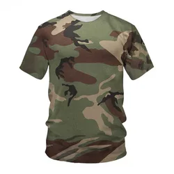 Summer new short sleeved T-shirt men's 3D digital printed camouflage round neck loose men's half sleeved base shirt