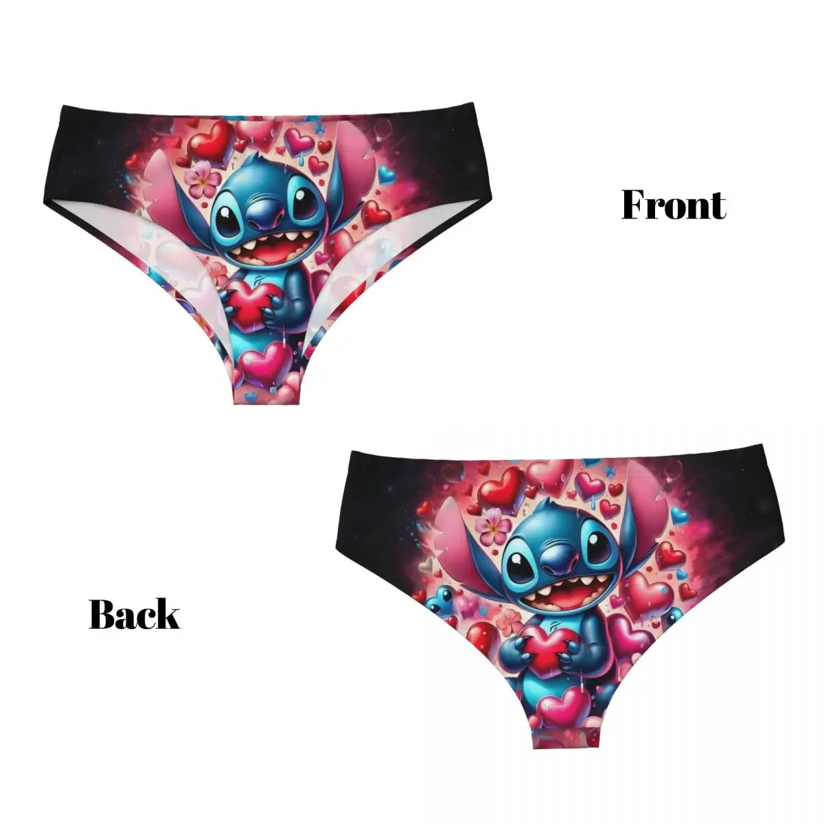 Custom Women Cartoon Lilo And Stitch Brief Panties Female Soft Cute Anime Underwear Underpants