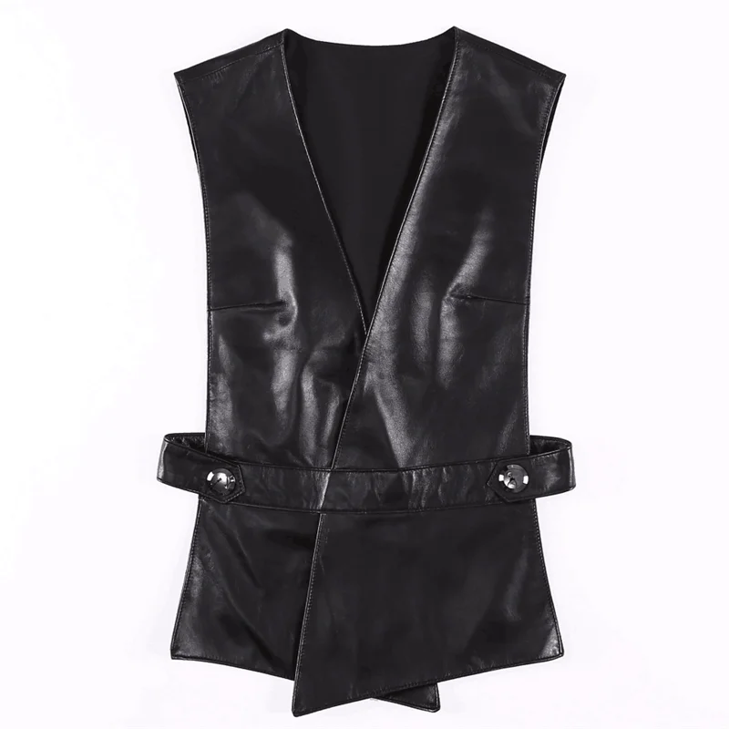 YR-Gilet en cuir véritable pour femme, peau de mouton douce, élégant, tendance, mode, livraison gratuite