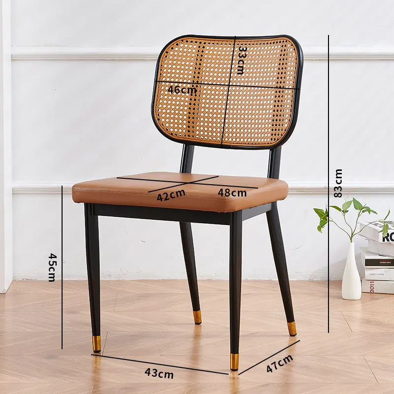 

Nordic light luxury dining chair household chair wholesale wrought iron European rattan chair hotel cafe leisure chair Durable