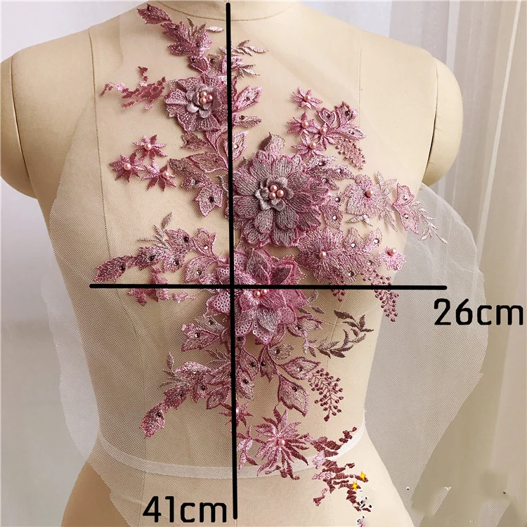 1 pz 3d fiori in rilievo perla ricamo patch per matrimonio/abito da sera abbigliamento cucire su toppe fai da te tessuti di pizzo floreale applique