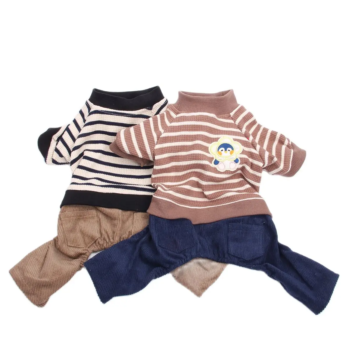 Dog Cat Jumpsuit Sweater Striped Design Pet Puppy Coat Jacket Autumn/Winter Clothes Overalls