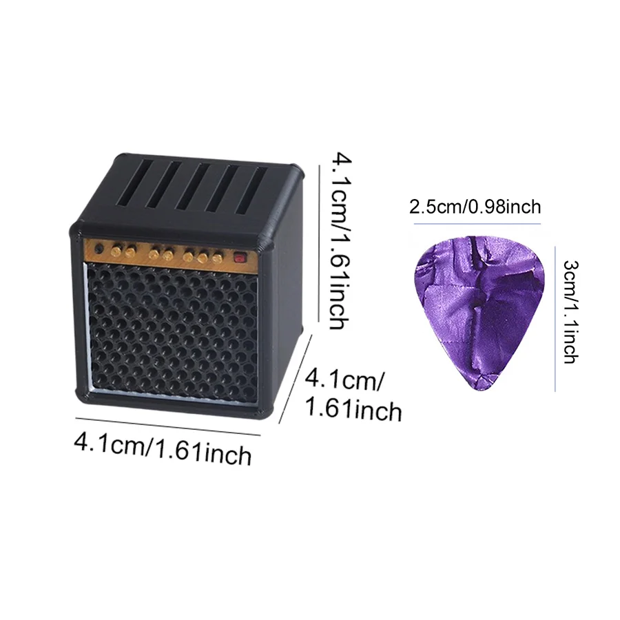 7PCS Guitar Accessories Kit, Speaker Shaped Pick Case + 6Pcs Random Color Celluloid Picks for Bass Ukulele ZYF