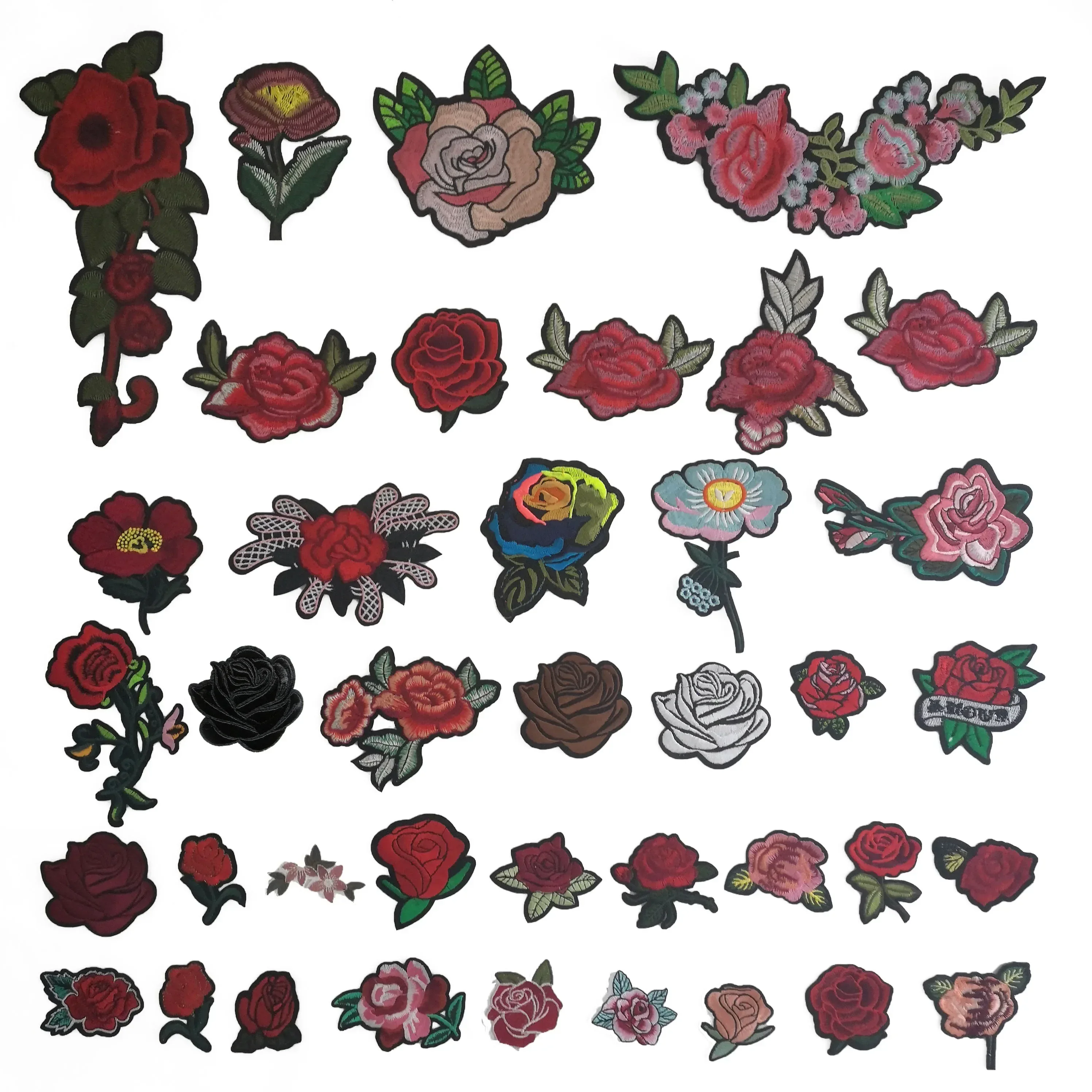 Rose flower can be sewn and ironed children's jeans jacket embroidery DIY clothing craft supplies accessories 1PCS for sale