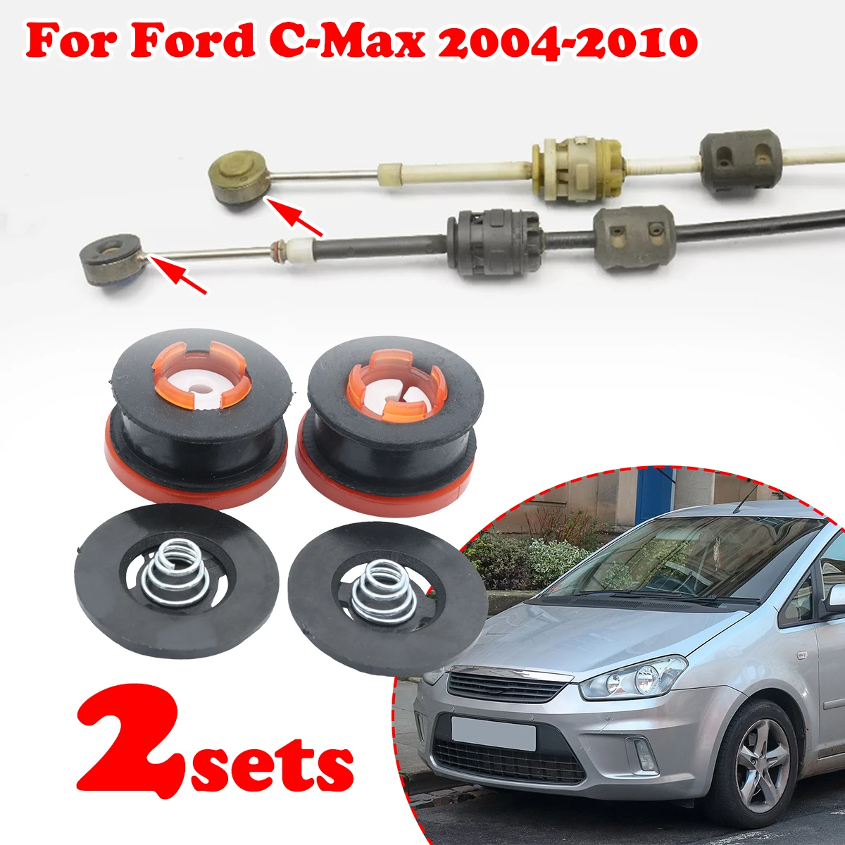 

2set Gear Shift Cable Linkage End Rod Bushing Selector Gromme Manual Transmission Repair Kit For Ford C-Max 2004 2005 2006 -2010