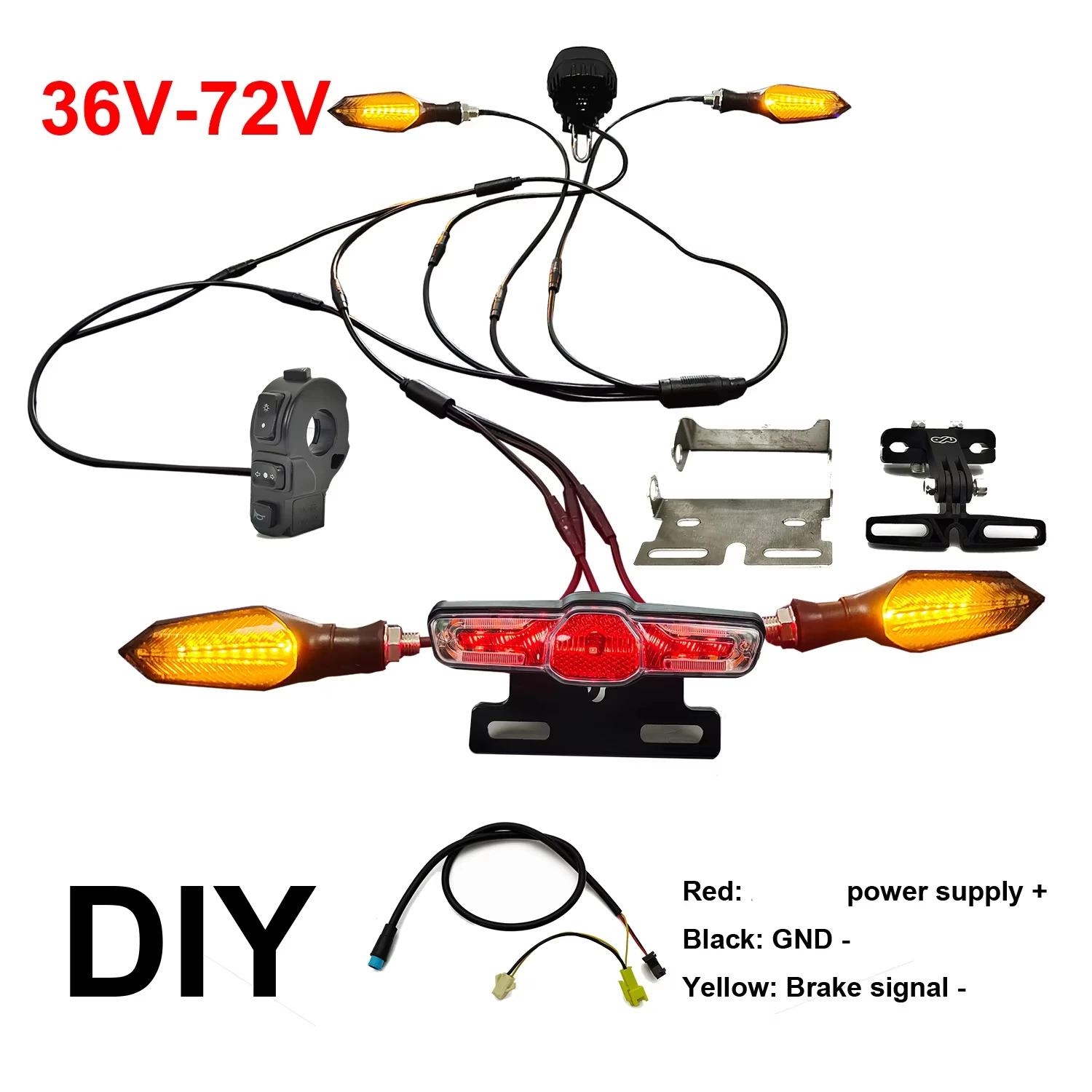 

36V 48V 52V 60V 72V Ebike 05X Lights Kit Headlight Taillight Horn Turn Signal Brake Light DIY