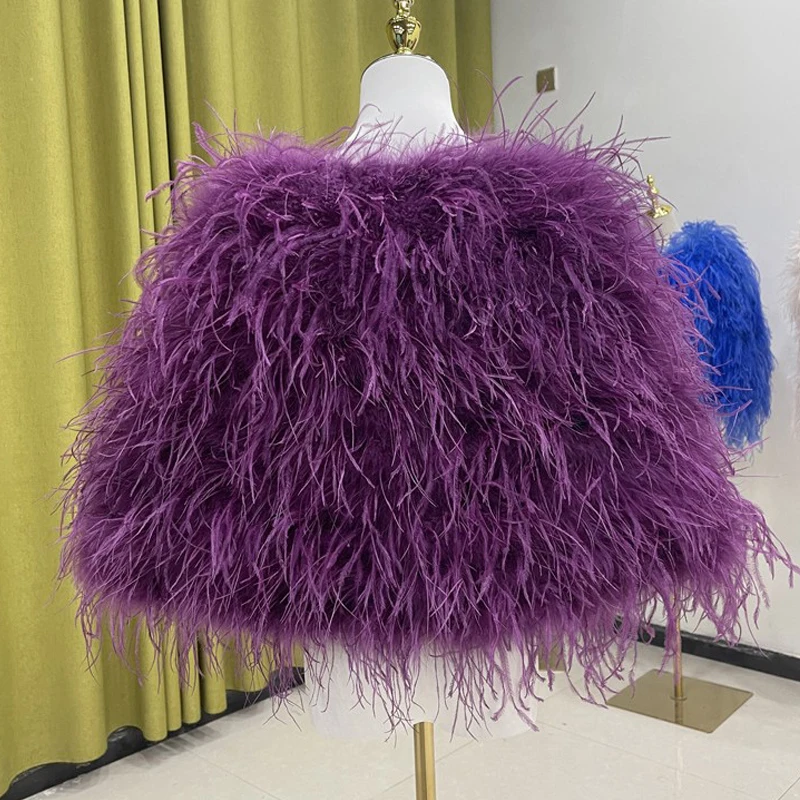 Women's ostrich feather with sleeves fashionable and elegant cloak feather shawl top 160*45cm suitable for parties and weddings