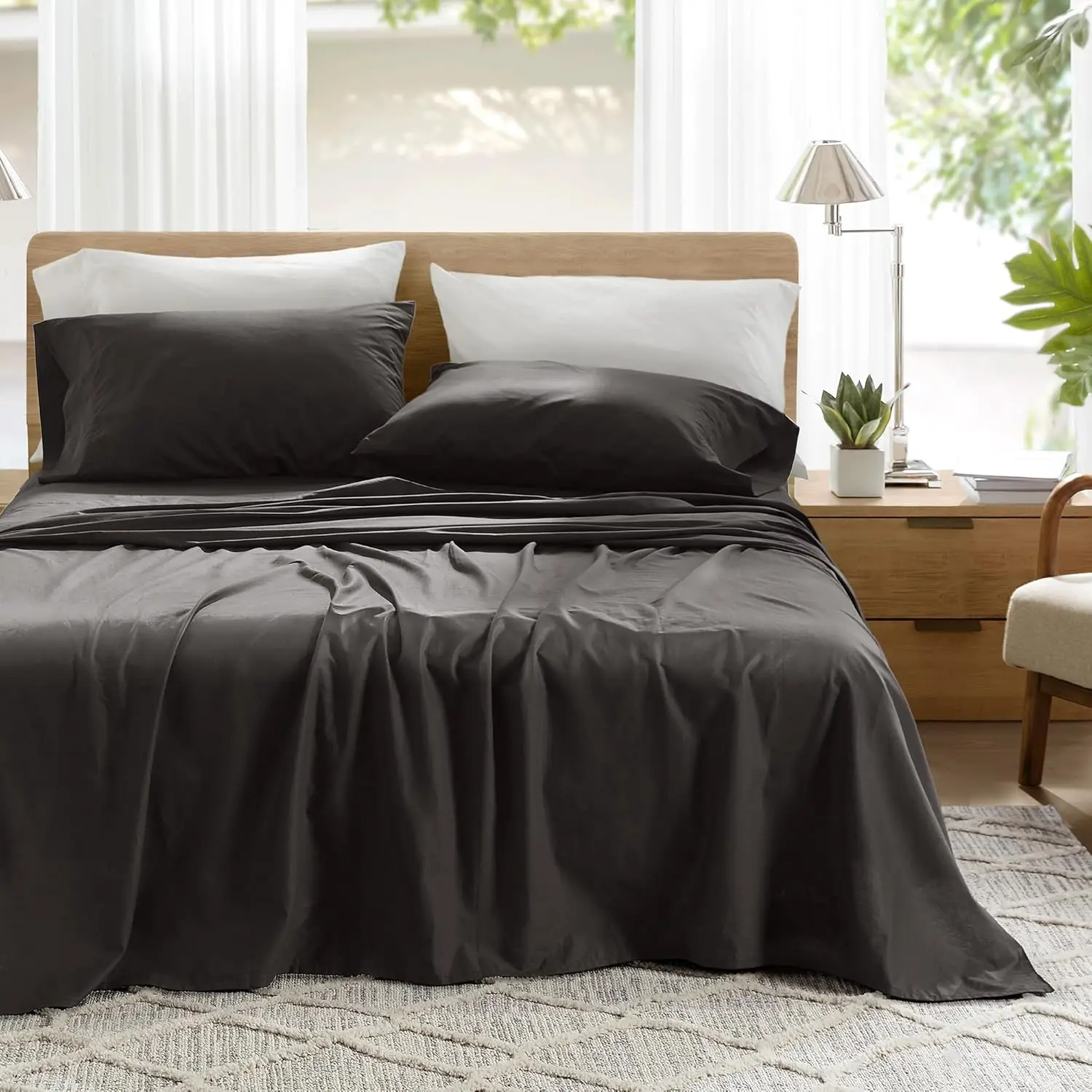 

100% Cotton Sheets King, Breathable & Ultra Soft Cotton Sheets, Naturally Cool Cotton Bed Sheets With 14"" Elastic Pocket Fits