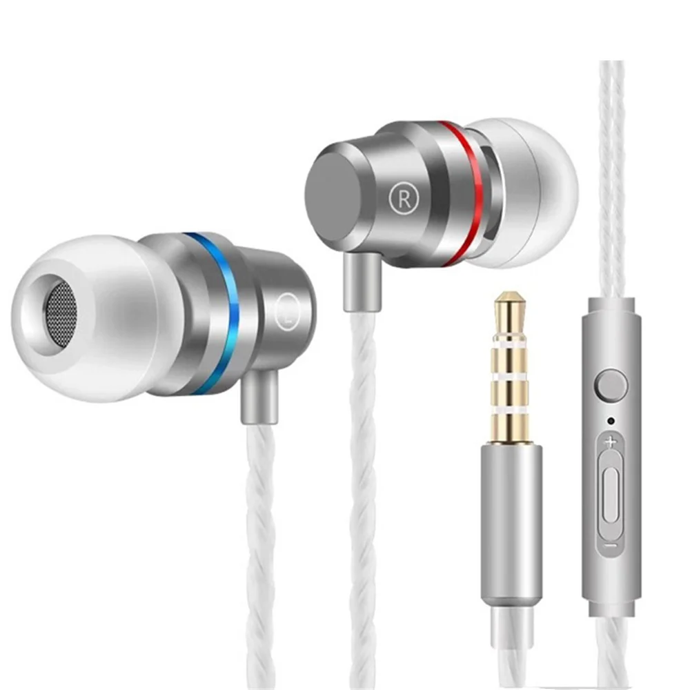 Metal Earphones High Quality Bass Noise Reduction Headphones In Ear Sport Earband With Microphone Formobile Phone