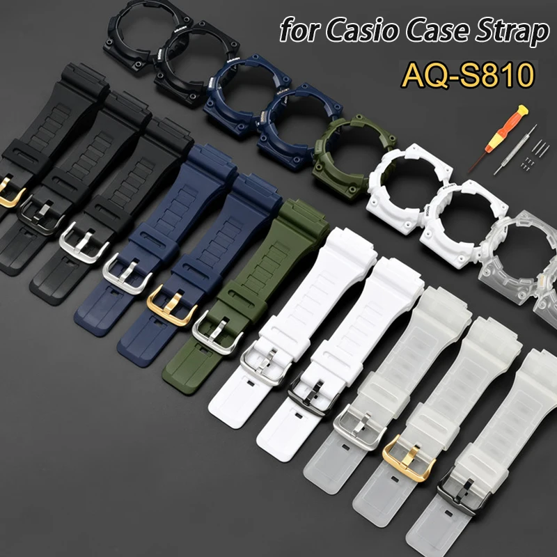 Uhrengehäuse Armband für Casio G-SHOCK AQ-S810W Gummiharz Schutzhülle Armband Band Sport Wasserdichtes Armband Zubehör