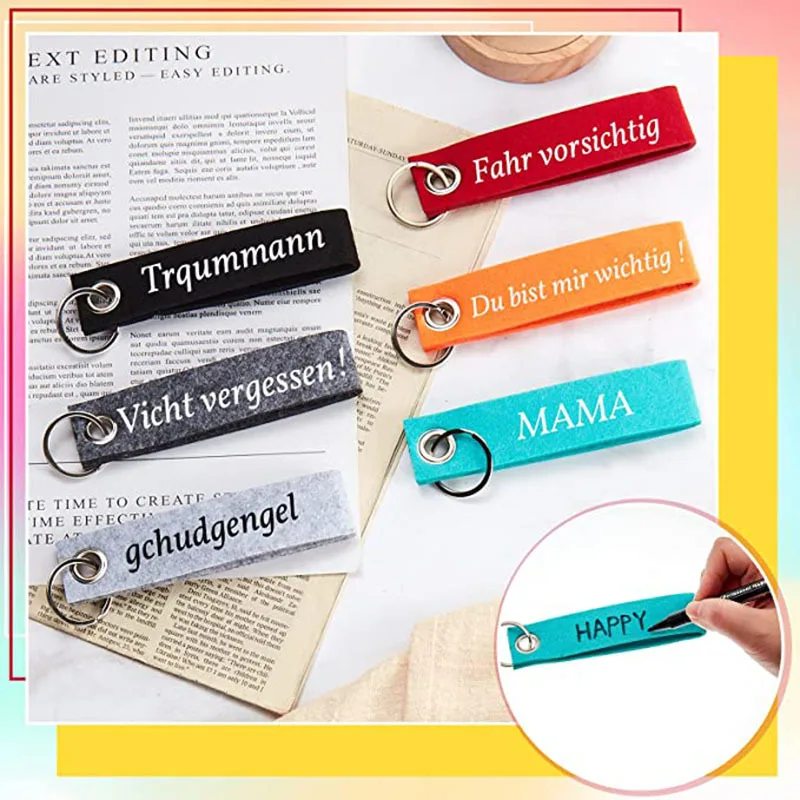 5pcs Felt Key Chain Wholesale Fashion Color Car Keychain Accessories Variety of Colors Can Be DIY Waist Hanging Keyring Pendants
