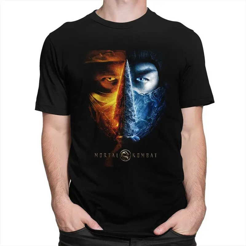 Custom Mortal Kombat Sub Zero Scorpion T Shirts Men Pure Cotton Tee Tops Fighting Game Tshirt Short-Sleeve Casual T-shirt
