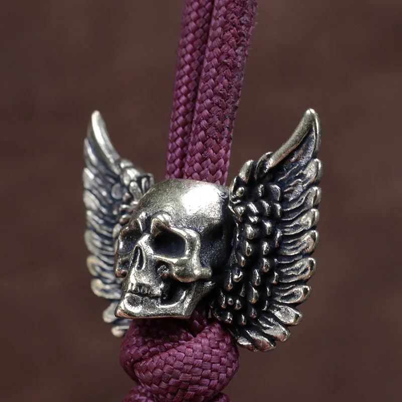 Winged Skull Brass Knife Beads EDC DIY Paracord Woven Bracelets Lanyard Pendants Accessories Outdoor Tool Hangings Punk Charms