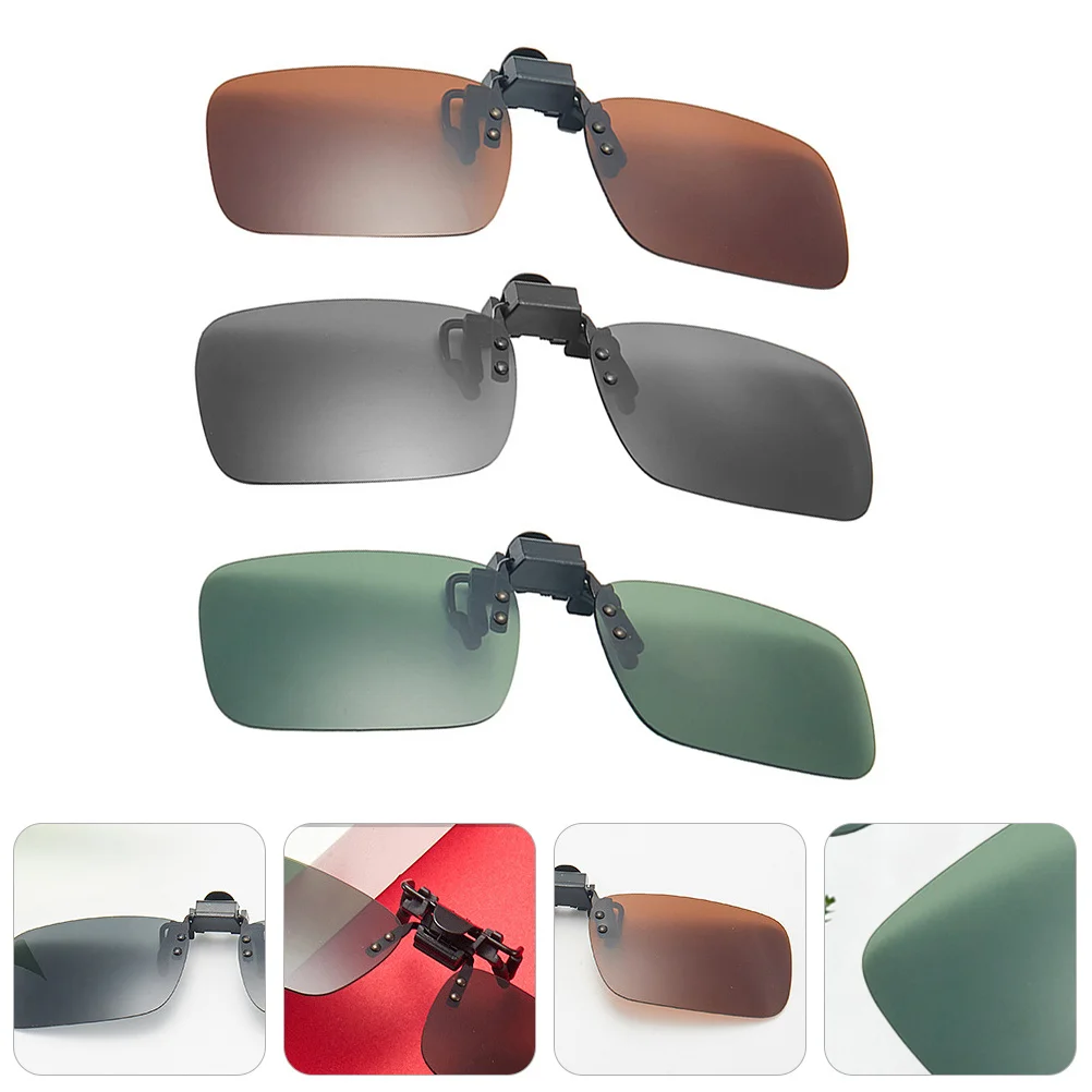 

3Pcs Polarized Sunglasses Clip Rimless Metal Alloy Clamp Durable Stylish Colors Outdoor Driving Uv Protection Clip-on Glasses