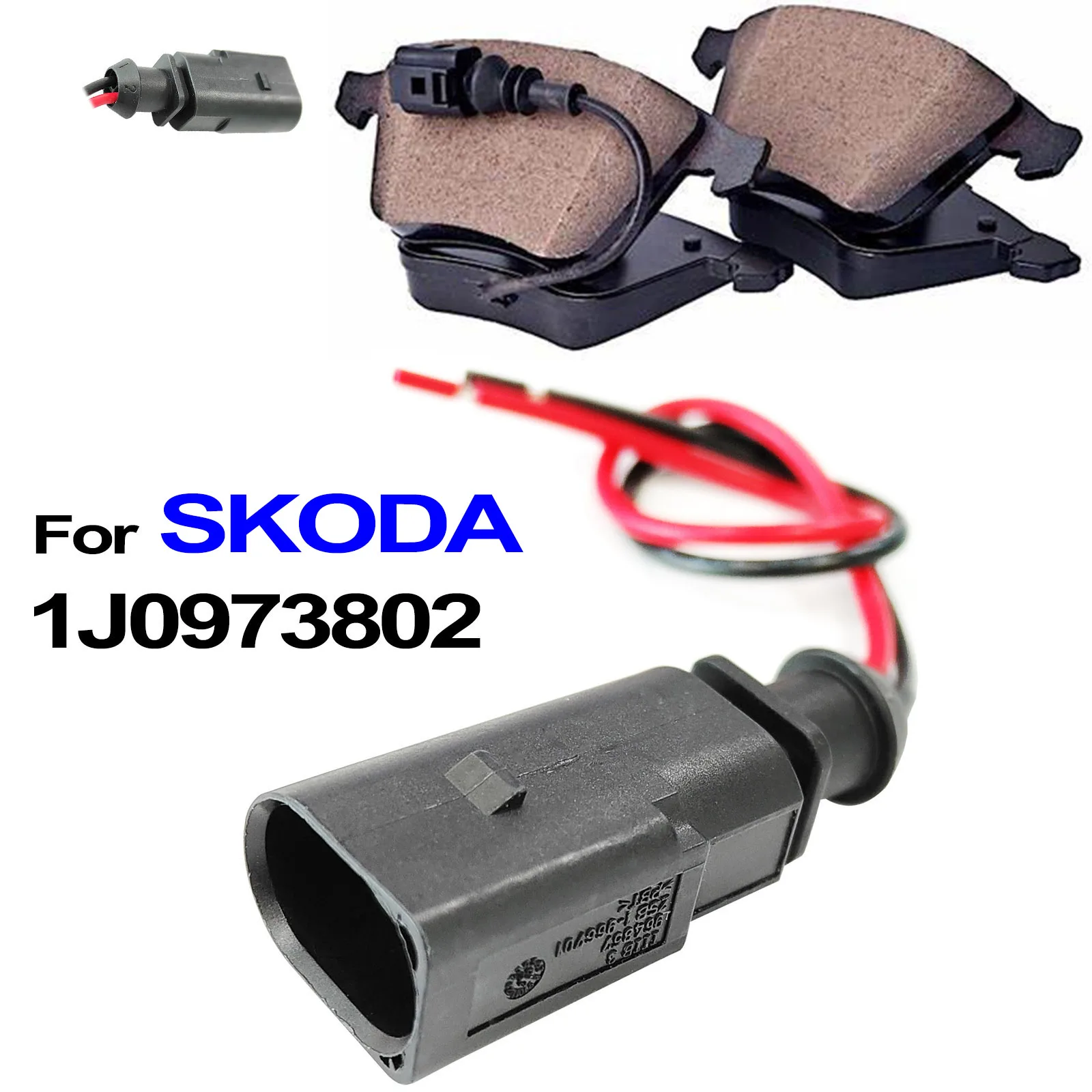 For Skoda Octavia Fabia Superb Rapid Enyaq Karoq Kamiq Kodiaq Scala Yeti Citigo Brake Pad Wear Connector Plug Wiring 1J0973802