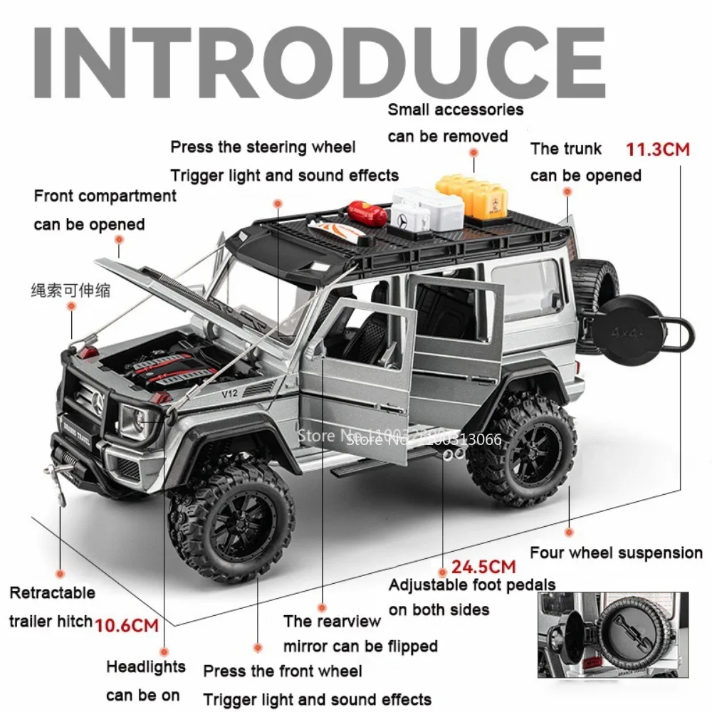 1:24 G550 Adenture 4X4 Alloy Cars Toy Diecasts Vehicles Metal Off-road Vehicle with Tools Cast Toy Car Model for Kids Gift Boy