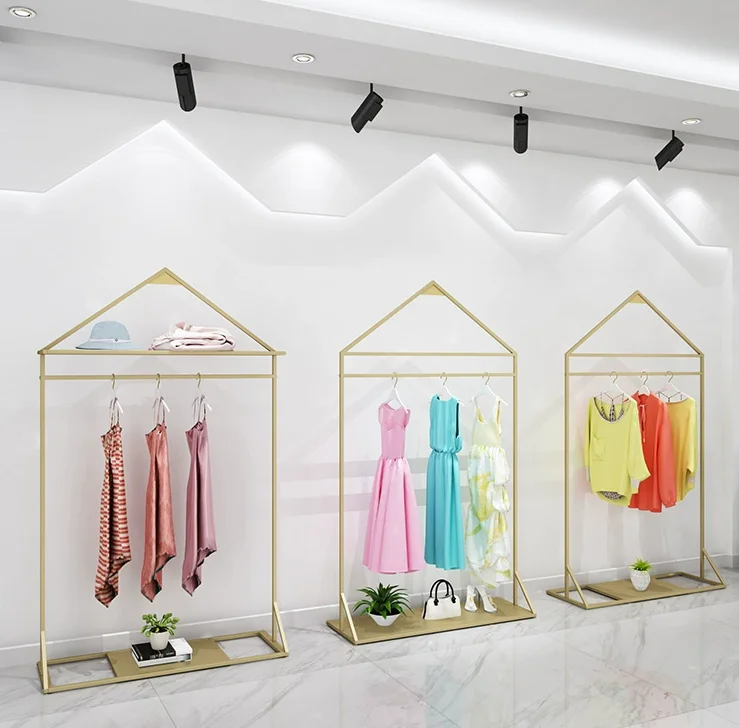 Clothes shop display rack, coat hanger, floor mounted, side hung display, Zhongdao shelf, men's and women's clothes rack