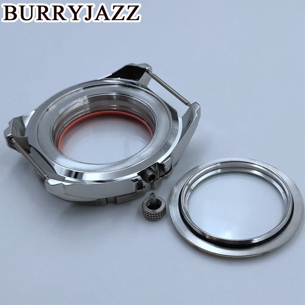 BURRYJAZZ 44mm NH35 NH36 NH34 NH38 NH39 NH70 NH72 Watch Case Waterproof Black Orange Green Ring