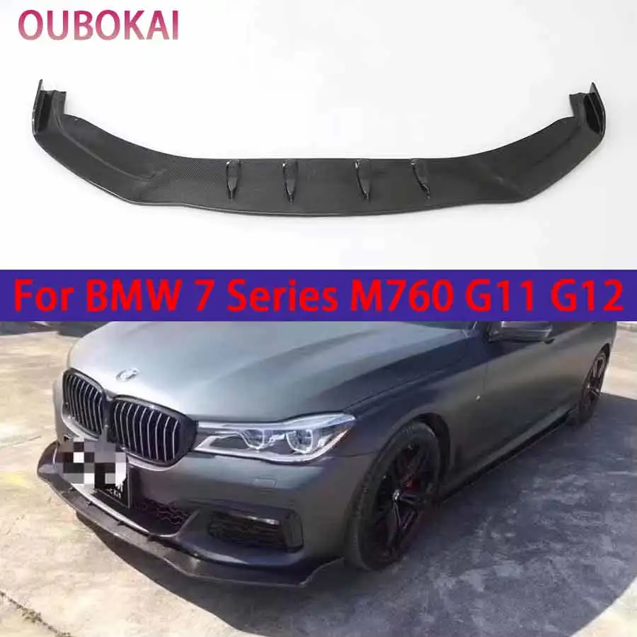 Für BMW 7er M760 G11 G12 2016-2019 Carbonfaser Frontlippe Auto Frontstoßstangen-Deflektor Spoiler Diffusor Kinn-Bodykit