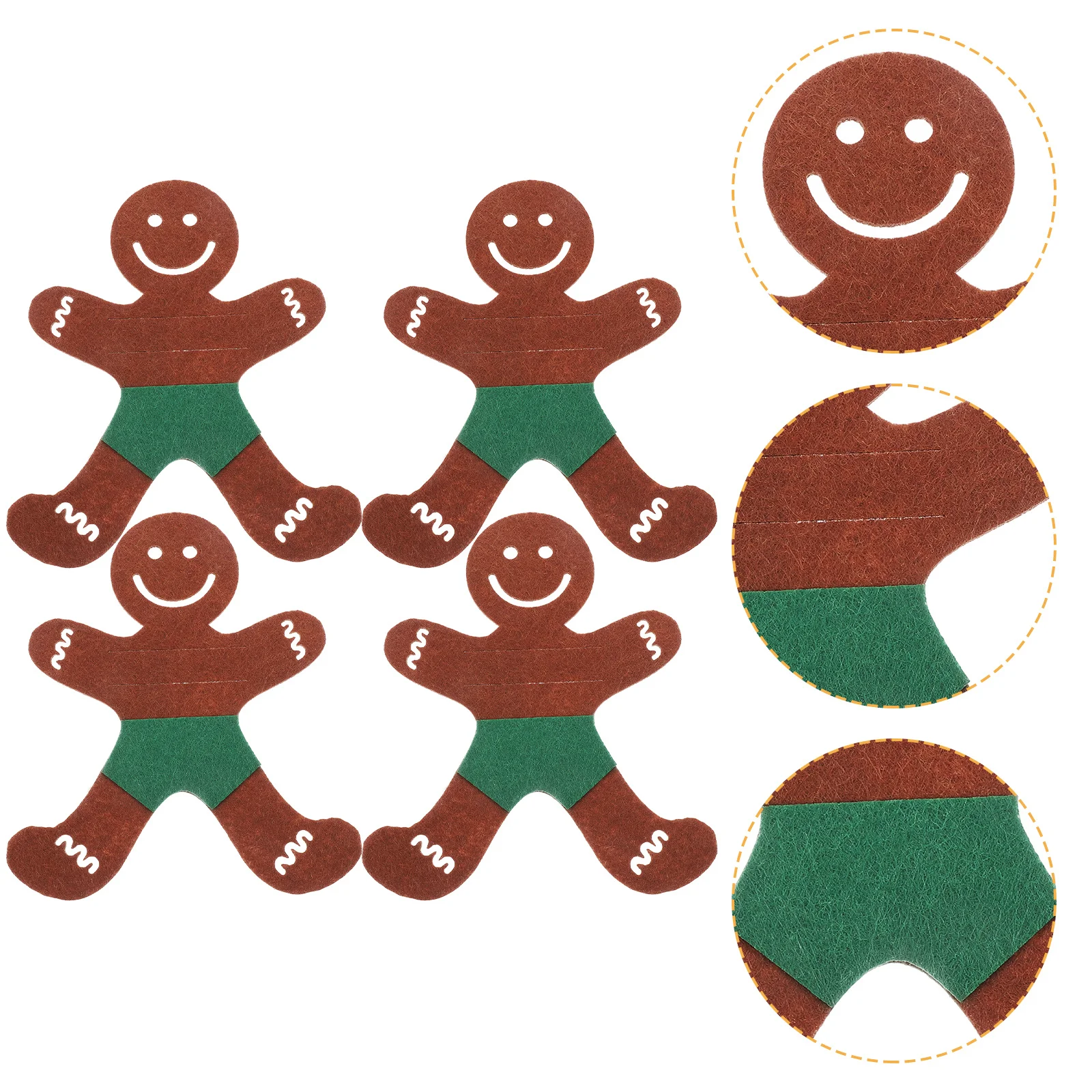 

4Pcs Christmas Gingerbread Men Cloth Cutlery Holders Lightweight Tableware Bags Xmas Party Decor Fork Holder Cutlery Bags