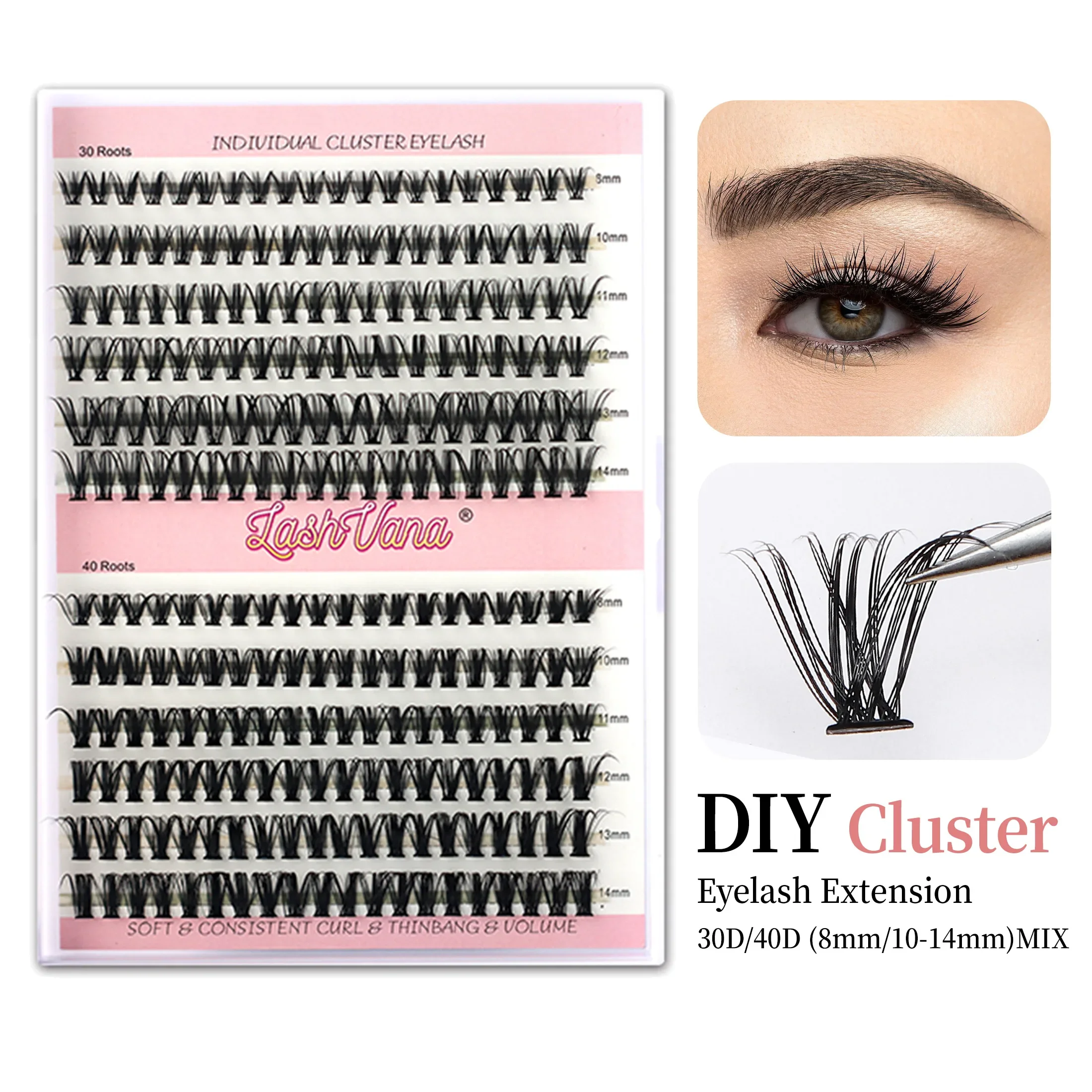 240 PCS Individual DIY Lash Extensions Kit Manga Lashes Clusters 8-14MM Natural Segmented Wispy False Eyelashes Large Capacity