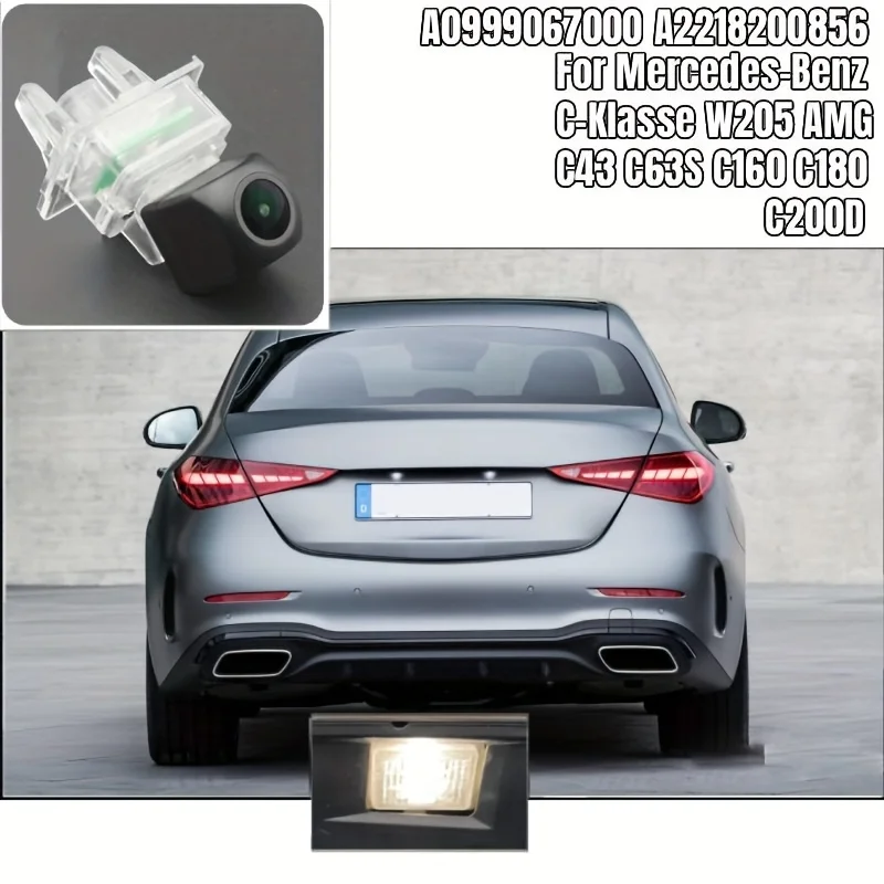 كاميرا احتياطية للرؤية الخلفية للسيارة خالية من الأخطاء، استبدال ضوء لوحة الترخيص، لسيارة Mercedes Benz C-Class W205 W204 E-Class W212 W213 إلخ.