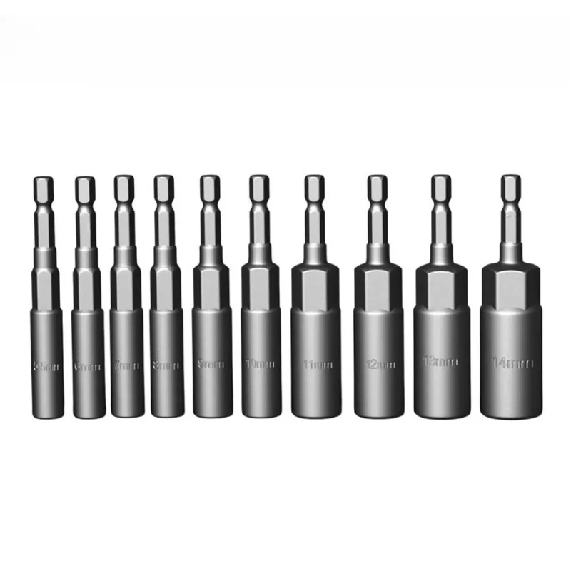 

1PCS Length Deepen Impact Socket Adapter 5-19mm Power Nut Driver Socket Set 1/4-inch Hex Shank Screwdriver Key Head Hand Tool
