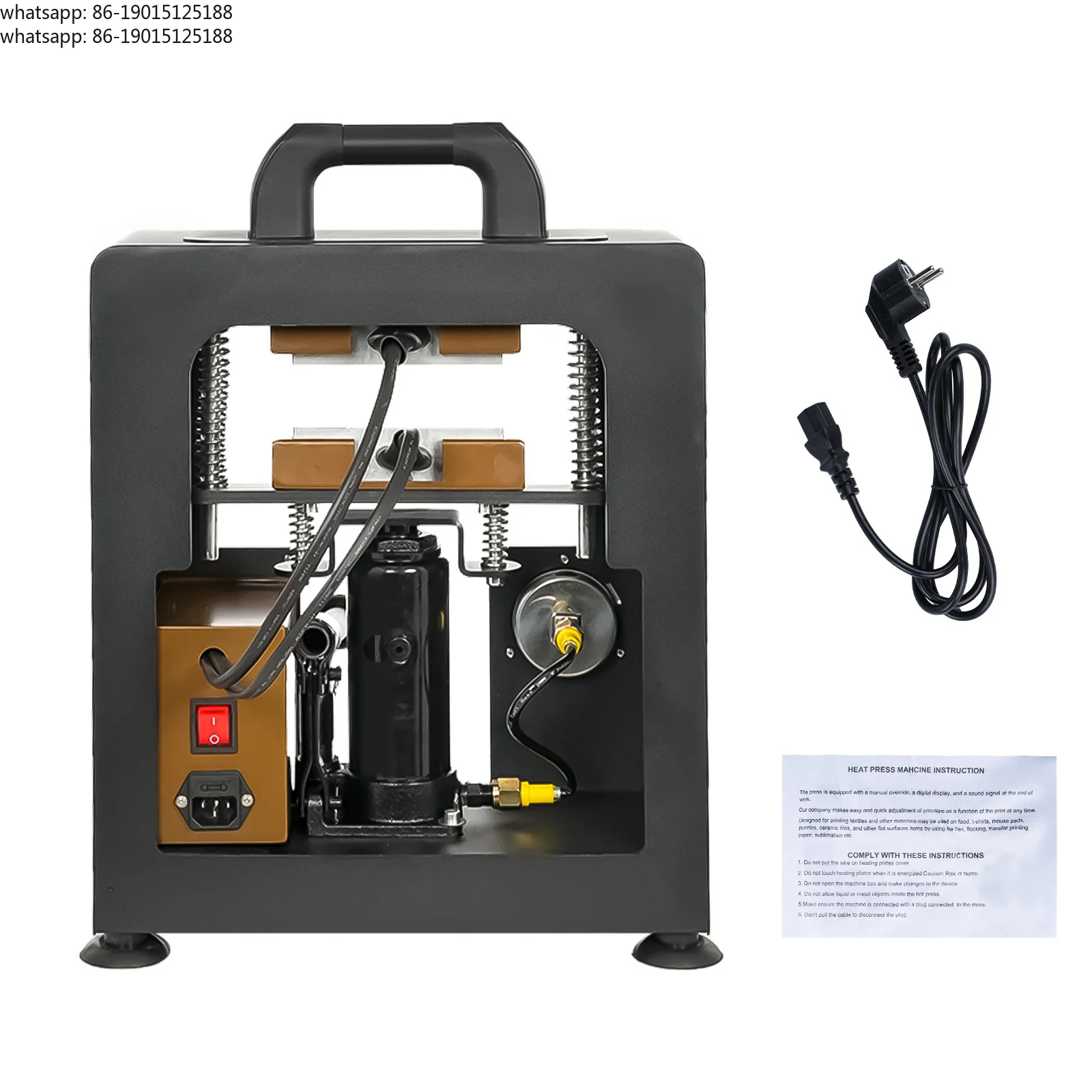 5 Tons Manual Hydraulic Heat Press Machine 700W Dual Heating Plate Rosin Extraction Machine Double-sided heating EU