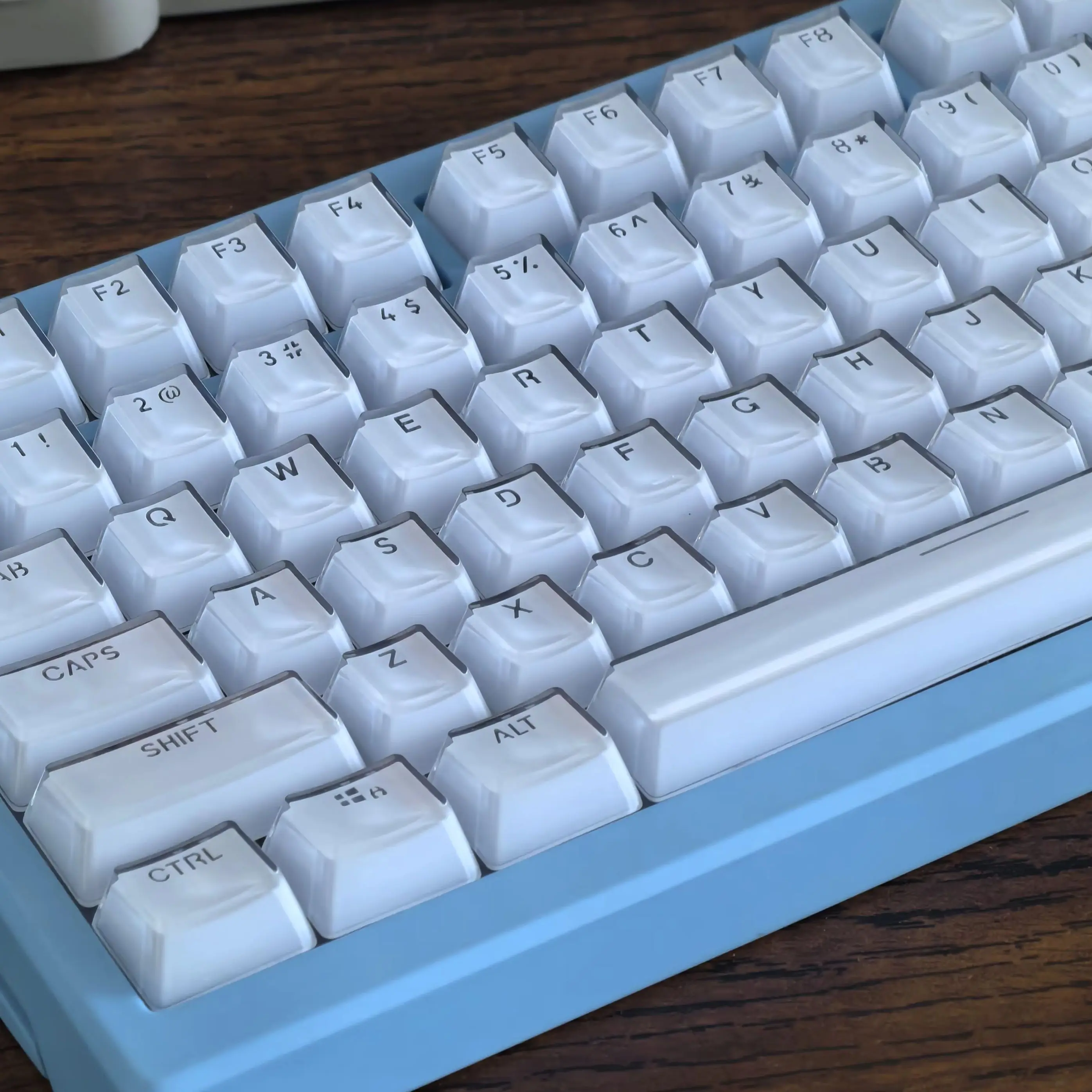 

Square Jelly Keycap Crystal Transparent Texture Thickened Pc Oem 123Keys For Aula F75/F99/F75Pro Iso Layout Cold White Keycap