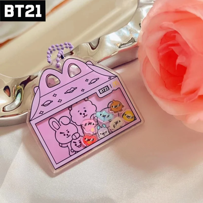 BT21 Popular Anime Cooky Koya Rj Keychain Pendant PVC Shake Fighter 6.5CM Shake Toys Rocking Knapsack Pendan Gift Fans Collect