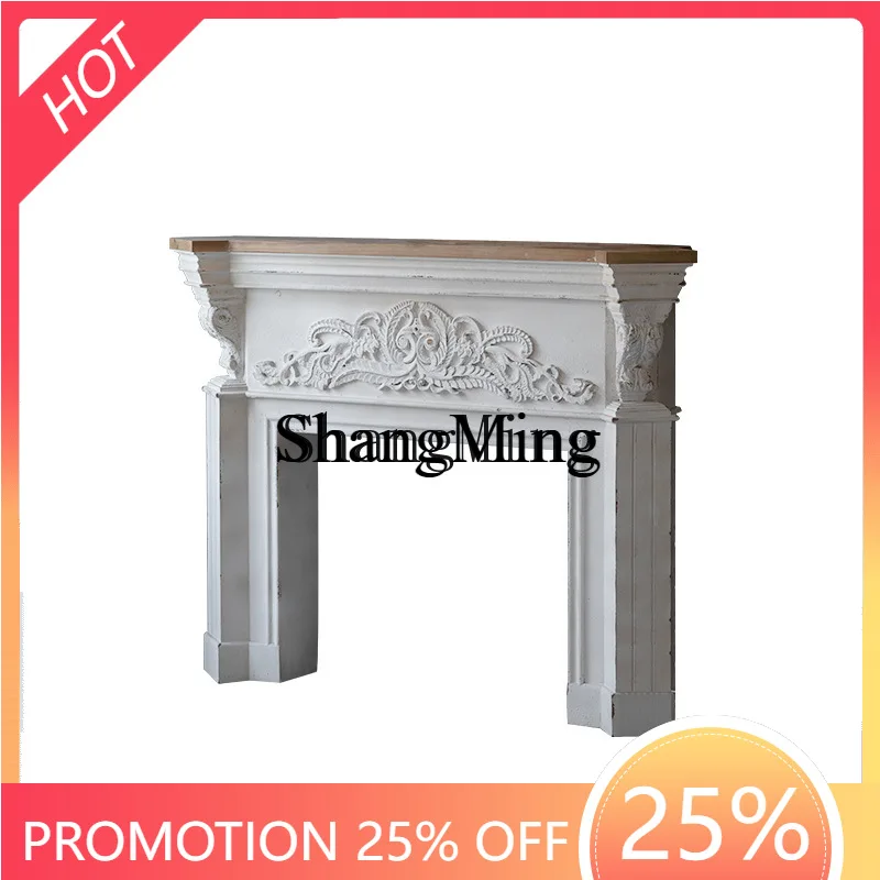 

FG retro living room entrance cabinet solid wood wedding photography decoration fireplace