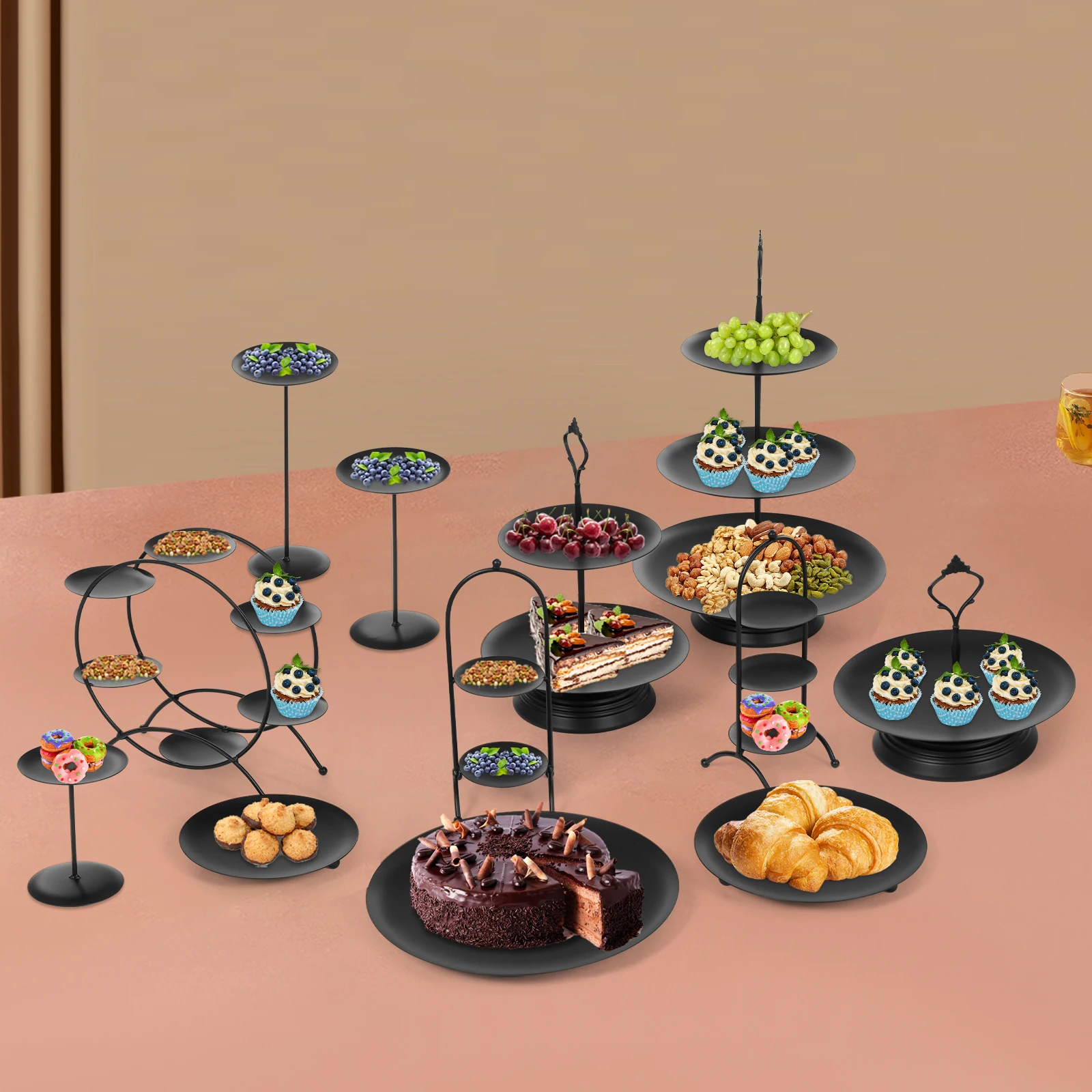 12Pcs Dessert Stand Display Set - Birthday and Wedding Decoration Props with Multi-tiered Cake Stands cake stand